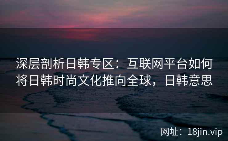 深层剖析日韩专区:互联网平台如何将日韩时尚文化推向全球,日韩意思 深层剖析日韩专区:互联网平台如何将日韩时尚文化推向全球,日韩意思
