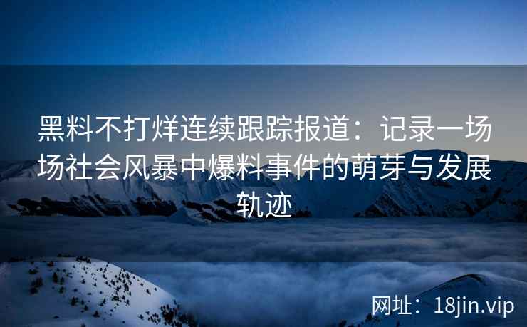 黑料不打烊连续跟踪报道：记录一场场社会风暴中爆料事件的萌芽与发展轨迹