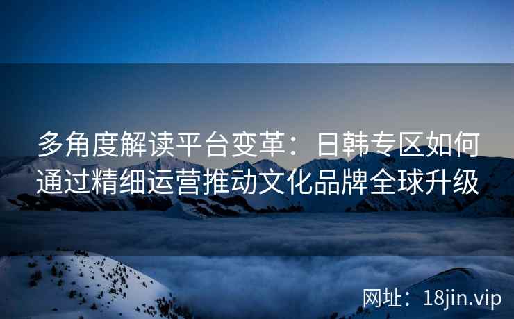 多角度解读平台变革：日韩专区如何通过精细运营推动文化品牌全球升级